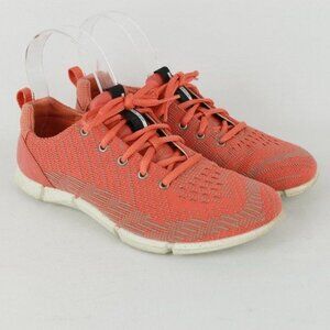 Ecco Intrinsic Knit Women's Size 38 Orange Gray Low Top Knit Athletic Sneakers